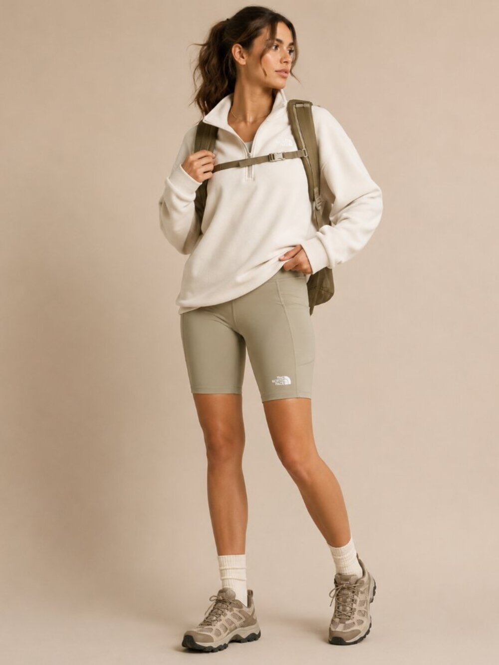 The North Face Khaki Shorts Biker Womens Small Hiking Activewear Athleisure
